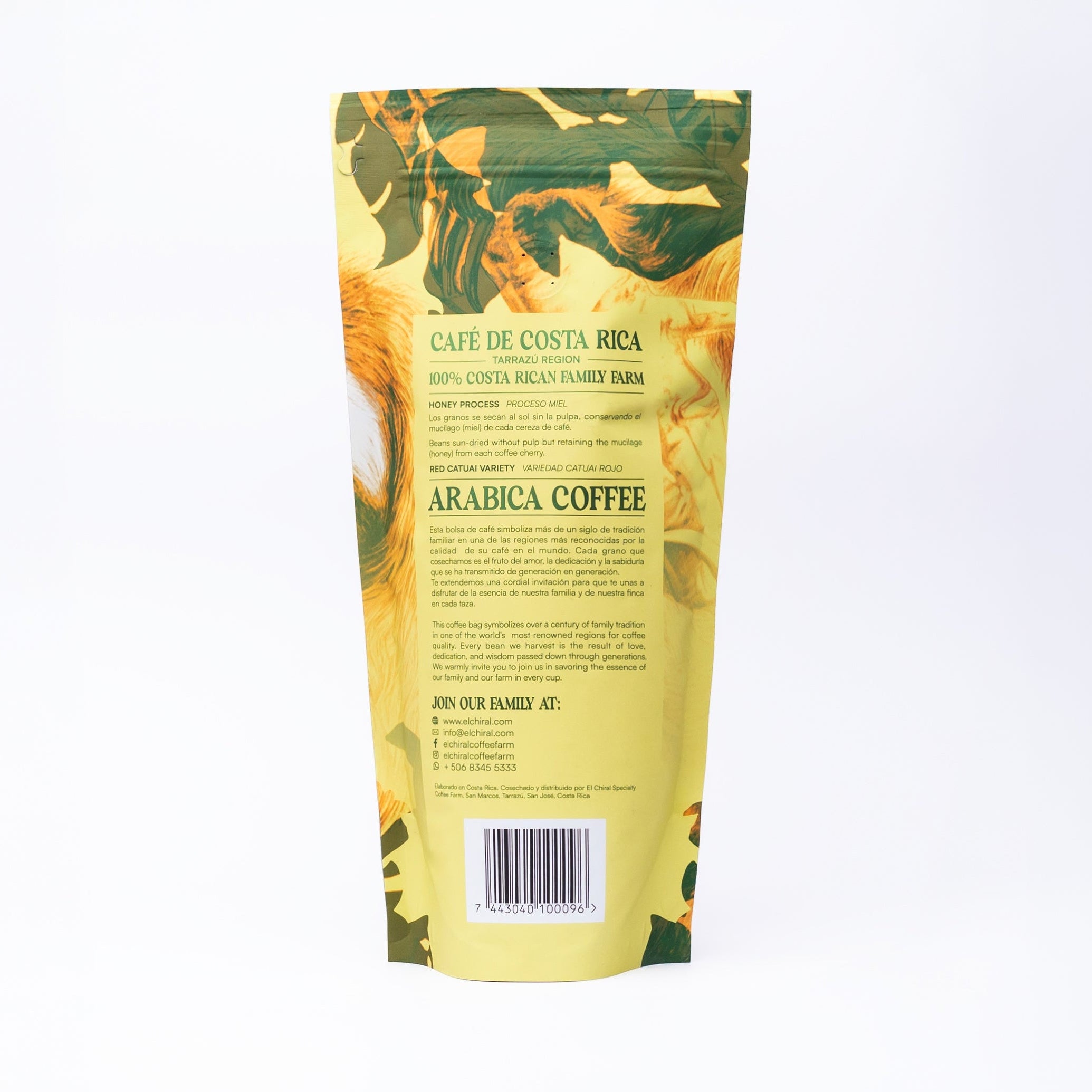 Café El Chiral Tueste Medio Proceso Miel Tarrazú 340g(12oz)
